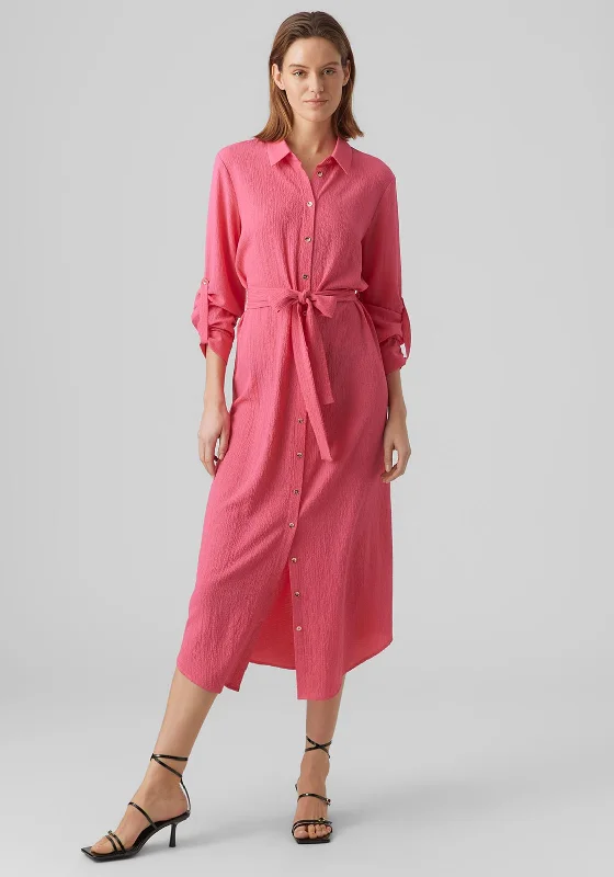 Vero Moda Cate Shirt Maxi Dress, Fuchsia Stylish Boho Maxi Dress