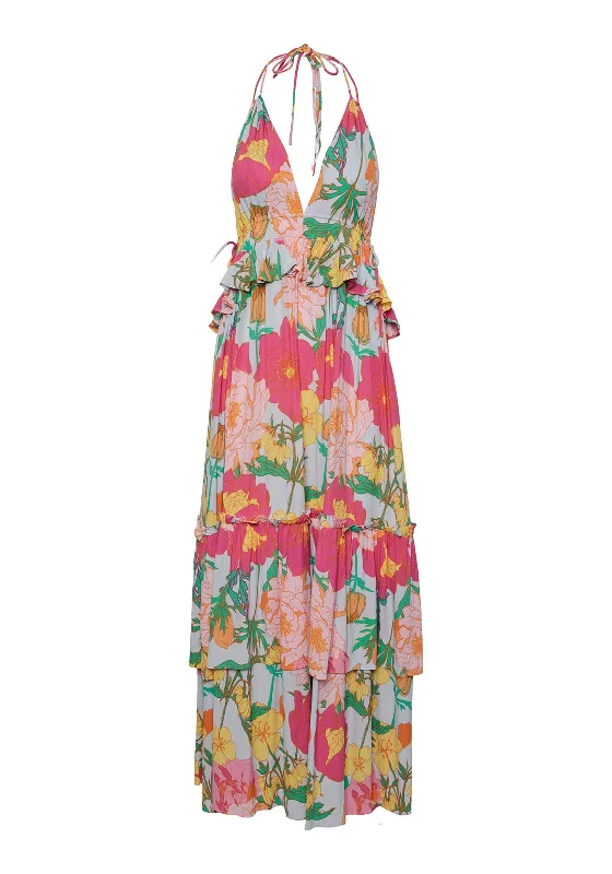 Y.A.S Lullah Floral Maxi Dress, Heather Multi Elegant Maxi Dress with Belt