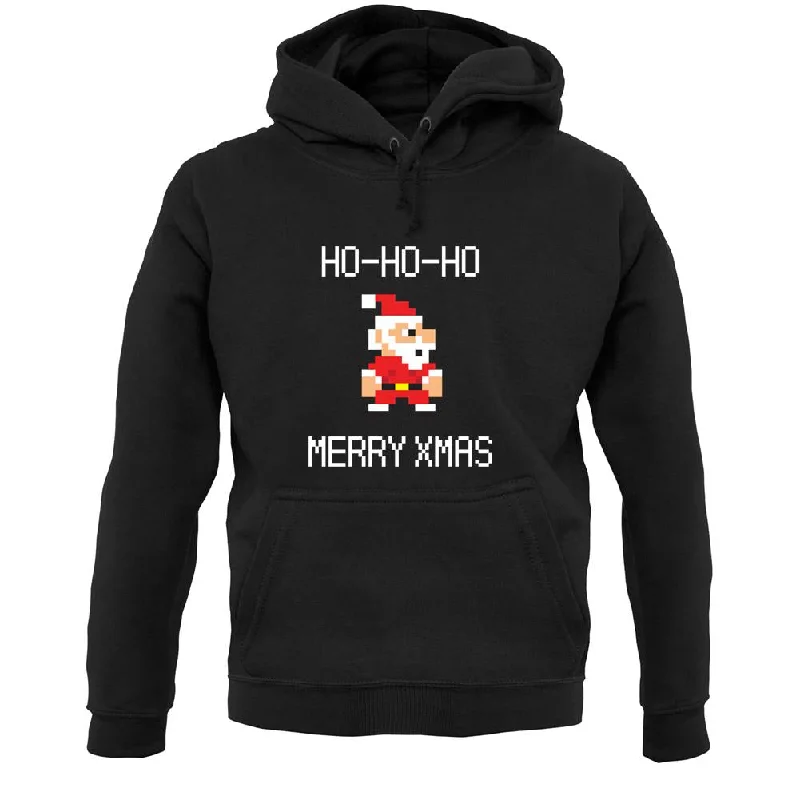 8 Bit Santa Pixel Unisex Hoodie Hoodie with Hem Applique Textured Unique