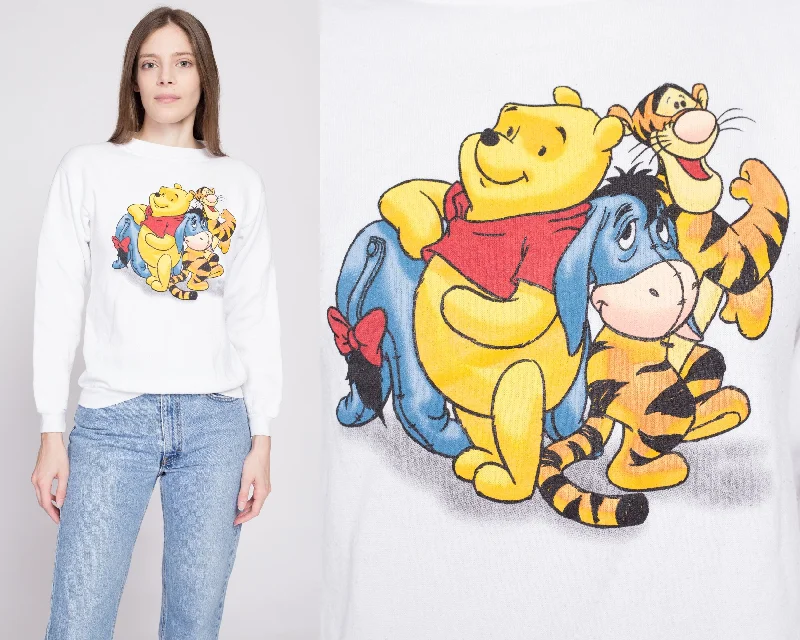 90s Winnie The Pooh & Friends Sweatshirt - Extra Small Hoodie with Full-Zip Functional Layering