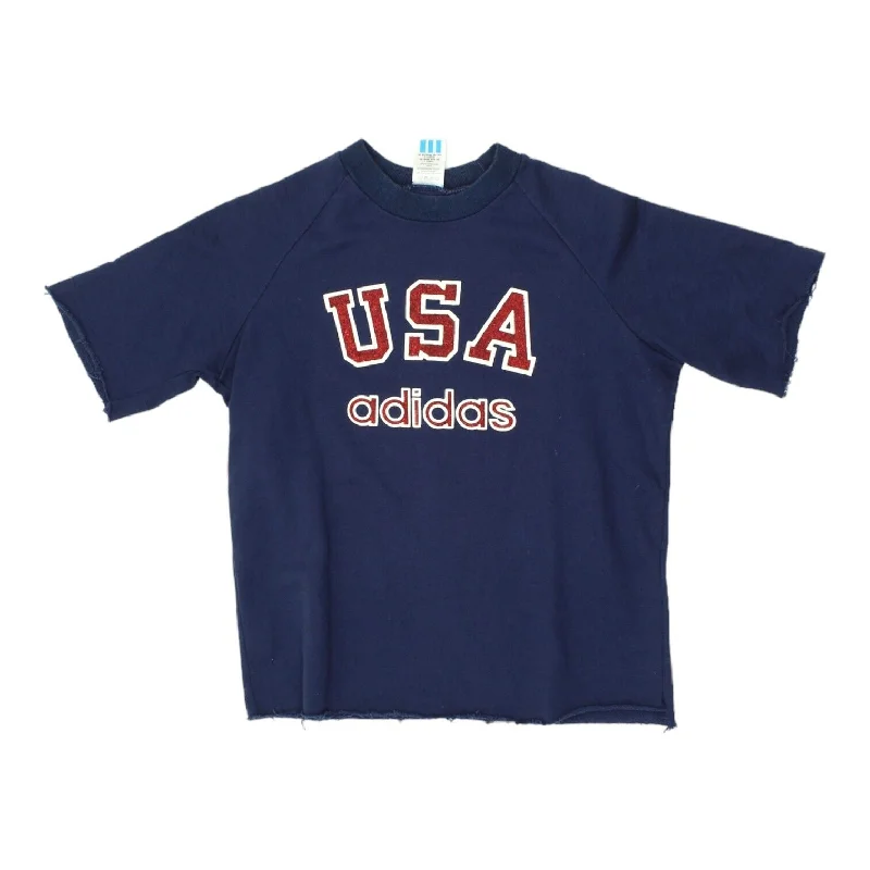 Adidas USA Womens Cropped Short Sleeve Sweatshirt | Vintage 90s Sportswear Hoodie with Full-Zip Functional Layering