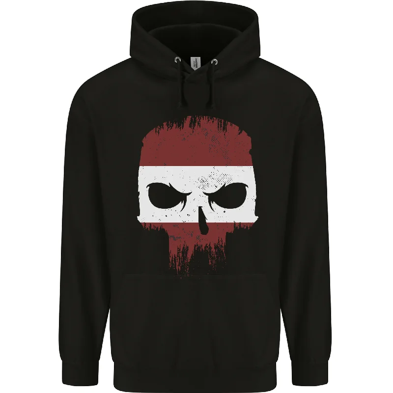 Austrian Skull Austria Gym Flag Biker Mens 80% Cotton Hoodie Hoodie with Raw Hem Edgy Unfinished