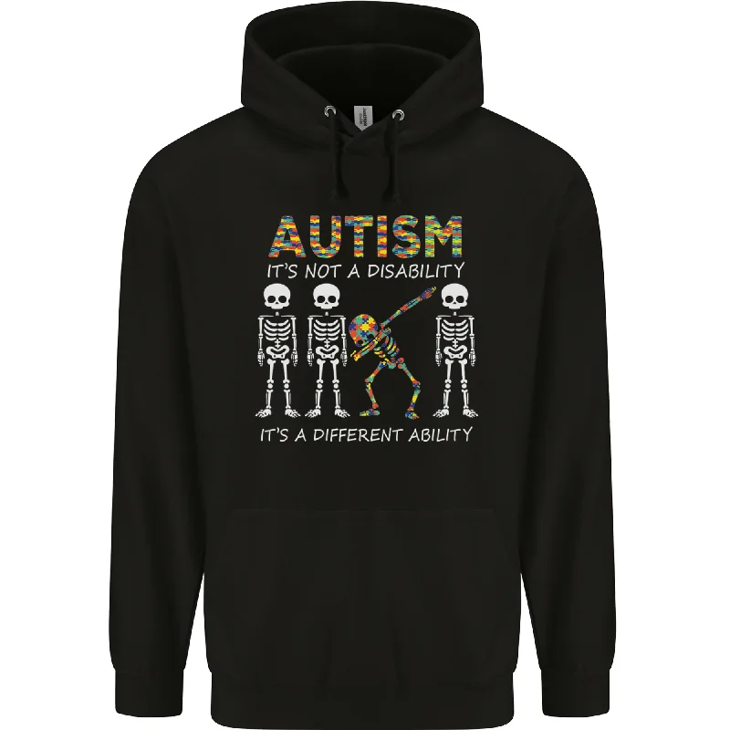 Autism A Different Ability Autistic ASD Mens 80% Cotton Hoodie Hoodie with Double Zipper Versatile Adjustable