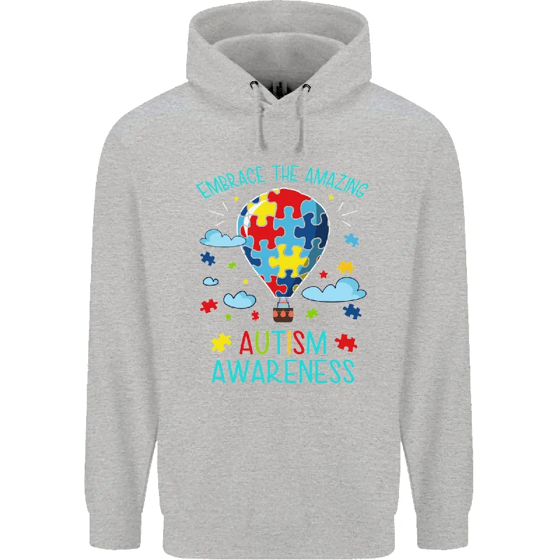 Autism Awareness Embrace Amazing Autistic Mens 80% Cotton Hoodie Hoodie with Pocket Utility Practical