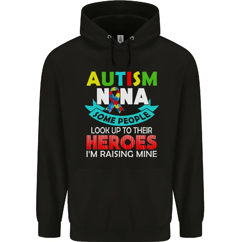 Autism Nana Grandparents Autistic ASD Mens 80% Cotton Hoodie Hoodie with High Neck Warm Protective