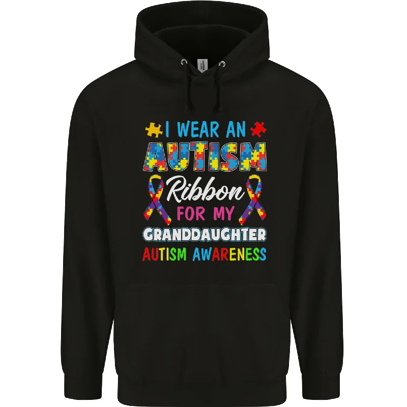 Autism Ribbon For My Granddaughter Autistic Mens 80% Cotton Hoodie Hoodie with Pocket Utility Practical