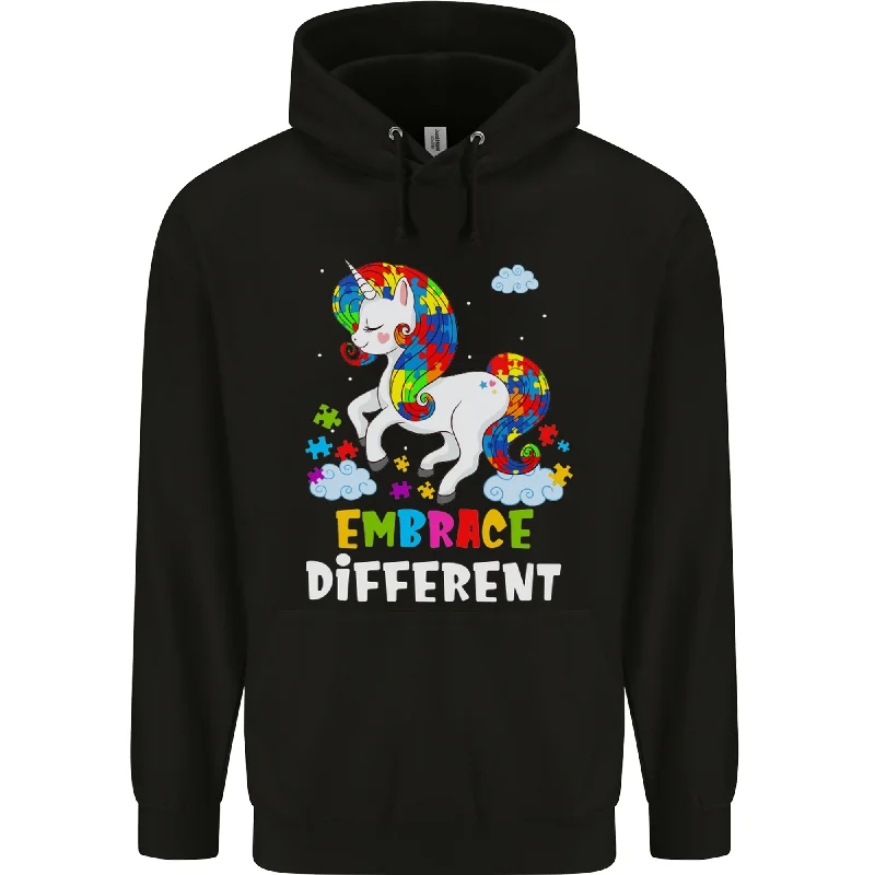 Autism Unicorn Embrace Different Autistic Mens 80% Cotton Hoodie Hoodie with Camouflage Military Edgy