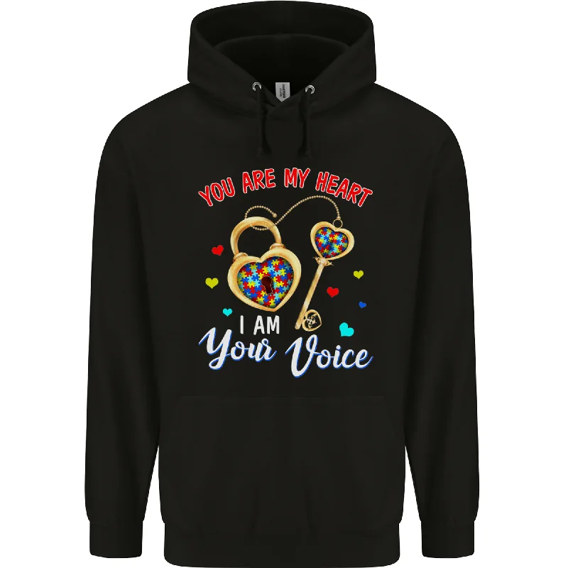 Autism You Are My Heart I Am Your Voice ASD Mens 80% Cotton Hoodie Hoodie with Relaxed Fit Easy Casual