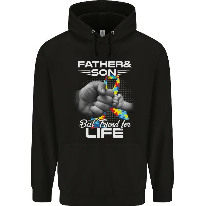 Autistic Father & Son Friends Autism ASD Mens 80% Cotton Hoodie Hoodie with Elastic Waist Stretchable Comfortable