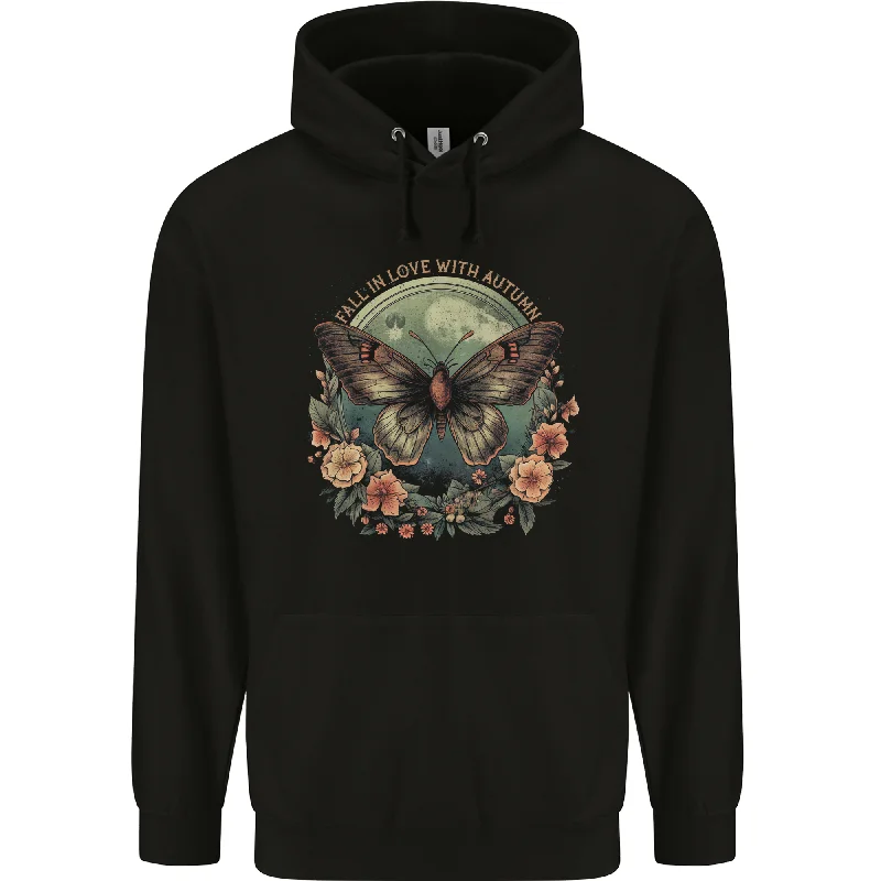 Autumn Butterfly and Flowers Mens 80% Cotton Hoodie Oversized Hoodie Comfort Casual