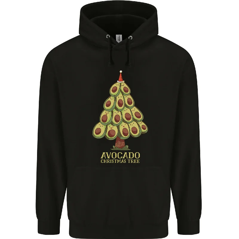 Avocado Christmas Tree Xmas Funny Food Mens 80% Cotton Hoodie Hoodie with Frayed Bohemian Relaxed