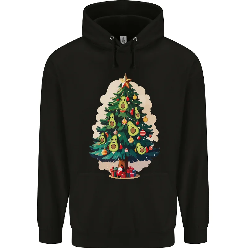 Avocado Christmas Tree Xmas Mens 80% Cotton Hoodie Hoodie with Drawstring Waist Adjustable Fitted