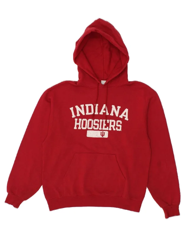 CHAMPION Mens Indiana Hoosiers Graphic Hoodie Jumper Medium Red Cotton Hoodie with Applique Textured Unique