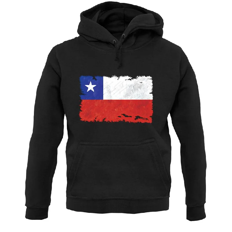 Chile Grunge Style Flag Unisex Hoodie Hooded Sweatshirt Casual Wear Street Style