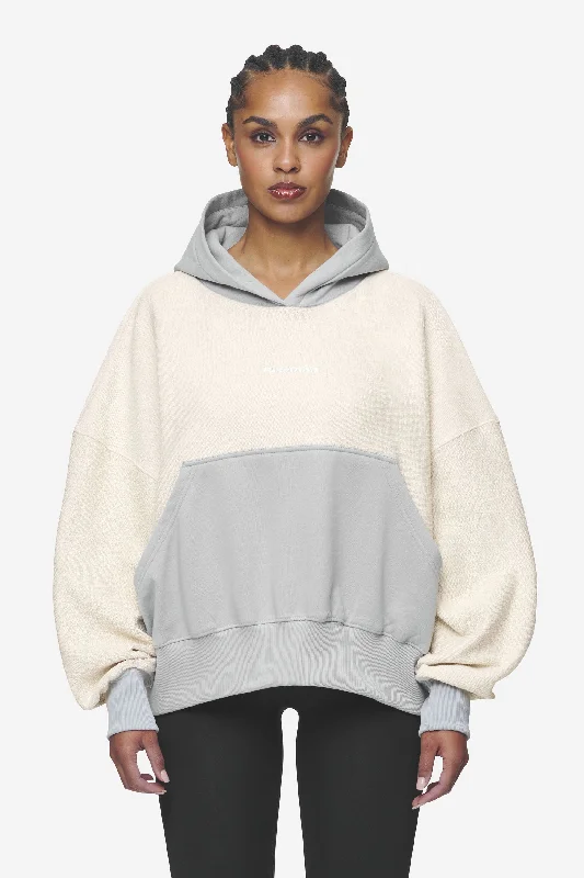 Estela Inside-Out Oversized Hoodie Coast Sand Sky Grey Hoodie with Contrast Stitching Detailed Premium