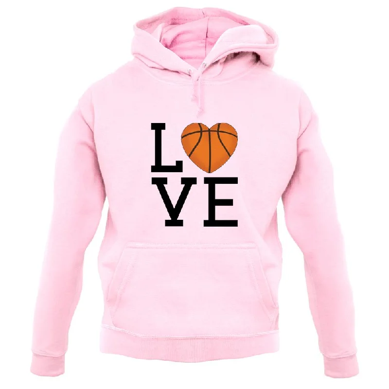 I Love Basketball Unisex Hoodie Hoodie with Zipper Placket Modern Functional