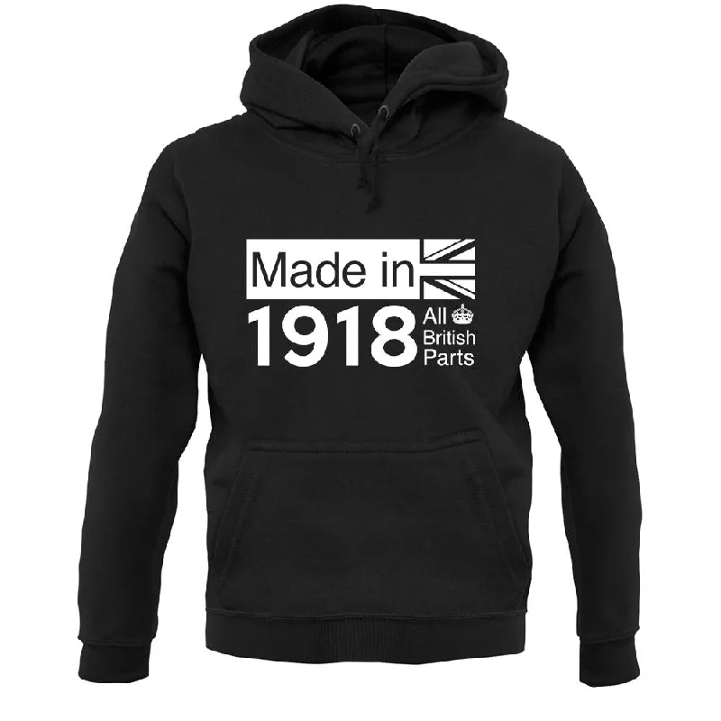 Made In 1918 All British Parts Crown Unisex Hoodie Hoodie with Hidden Zipper Minimalist Clean