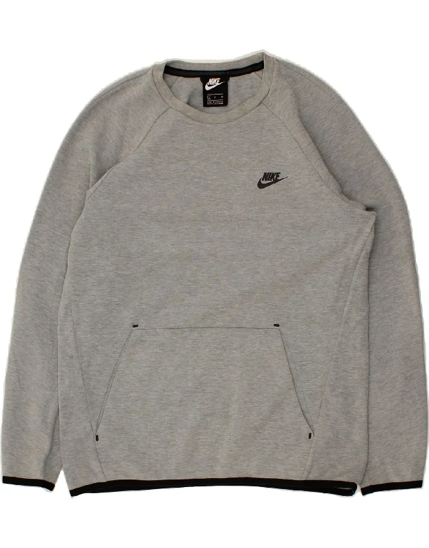 NIKE Mens Sweatshirt Jumper Small Grey Cotton Hoodie with Cropped Fit Short Trendy