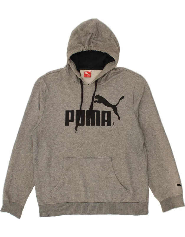 PUMA Mens Graphic Hoodie Jumper Large Grey Cotton Hoodie Dress Longline Feminine