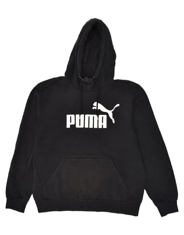 PUMA Mens Graphic Hoodie Jumper Medium Black Cotton Hoodie with Sequins Glamorous Eye-catching