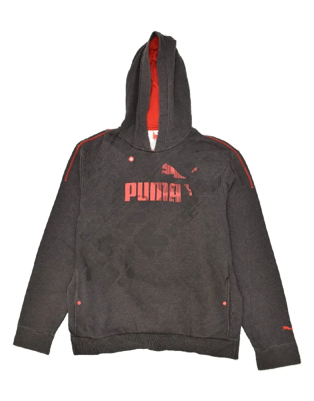 PUMA Mens Graphic Hoodie Jumper XL Grey Cotton Hoodie with Ribbed Cuffs Snug Fit Comfort