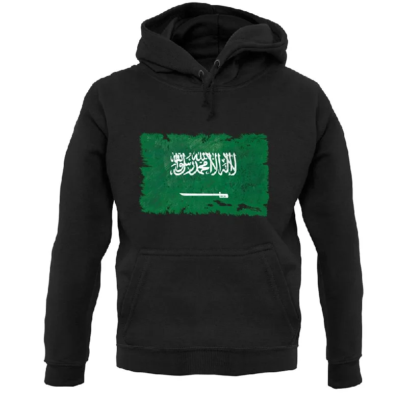 Saudi Arabia Grunge Style Flag Unisex Hoodie Hoodie with Monochrome Minimalist Simple