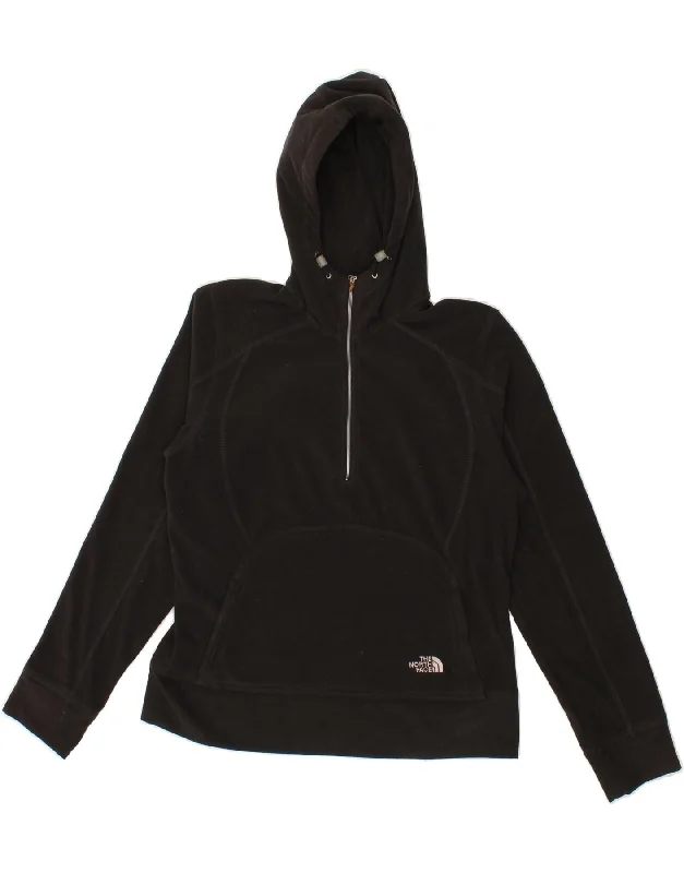 THE NORTH FACE Womens Fleece Zip Neck Hoodie Jumper UK 16 Large Black Zip Hoodie Drawstring Kangaroo Pocket