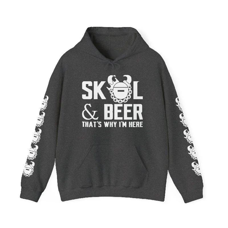 Unisex Heavy Blend™ Hooded Sweatshirt - & BEER + Game Day Helmet (Sleeves) Hoodie with Applique Textured Unique