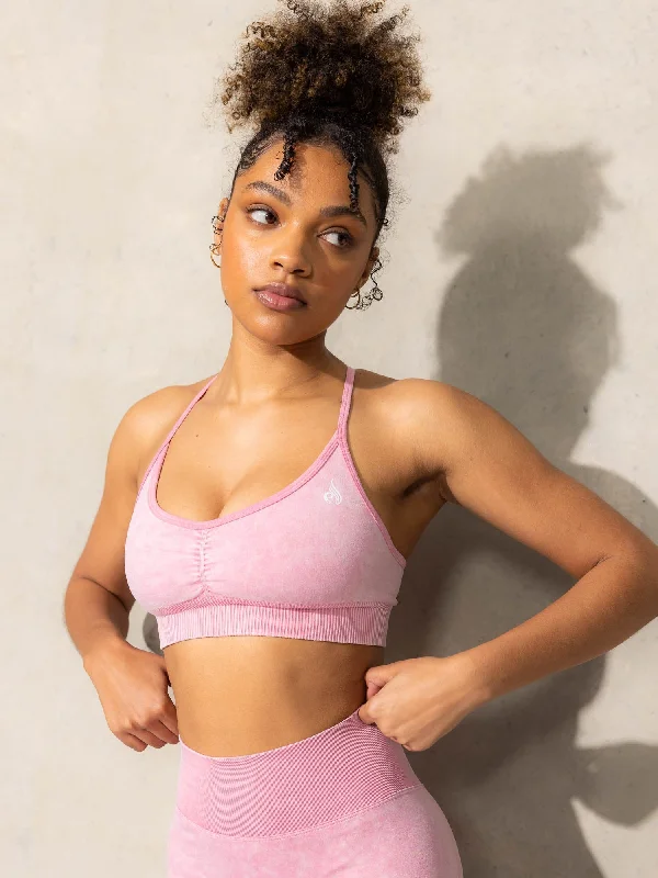 Stonewash Seamless Sports Bra - Pink Stonewash Stylish Lace Bralette