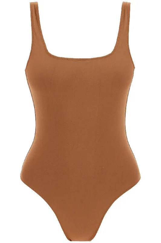 full body metallic lycra swims DUE BRONZE Button-Front Swimsuit