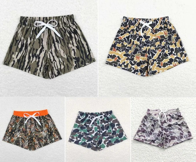 RTS NO MOQ Boys camouflage swim trunks lining sun protection swim trunks Elegant Ruffle Swimsuit