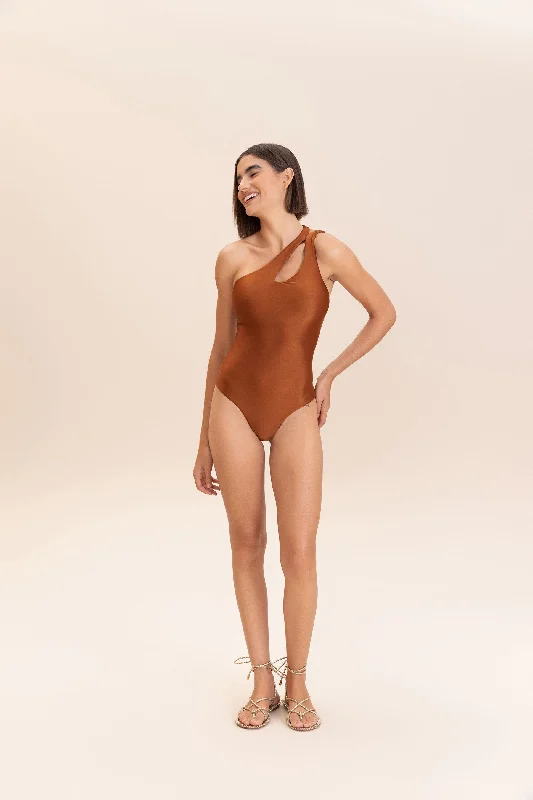 Shine One-Shoulder Cut OutOne-Piece Swimsuit Retro Swimwear Style