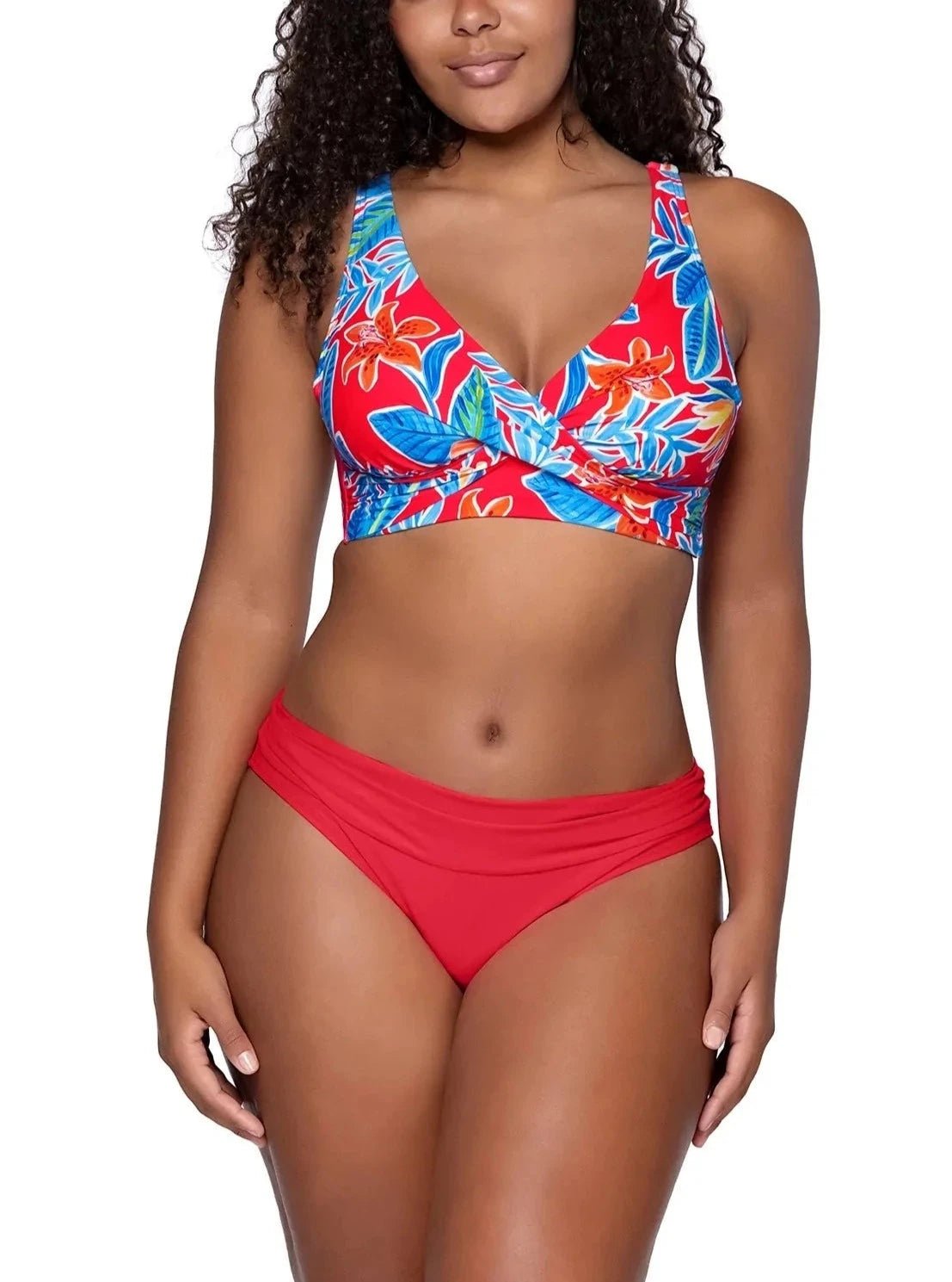 Women's Tiger Lily Elsie Underwire Crossover Front Tie Straps Swimwear Bikini Bikini Top Classic Sporty Swimsuit