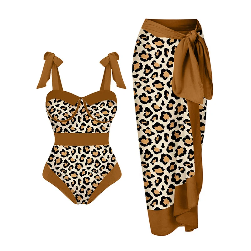 Women'S Fashion High Waist Vacation Leopard Print Sexy One Piece Swimsuit Vibrant Bikini Bottoms