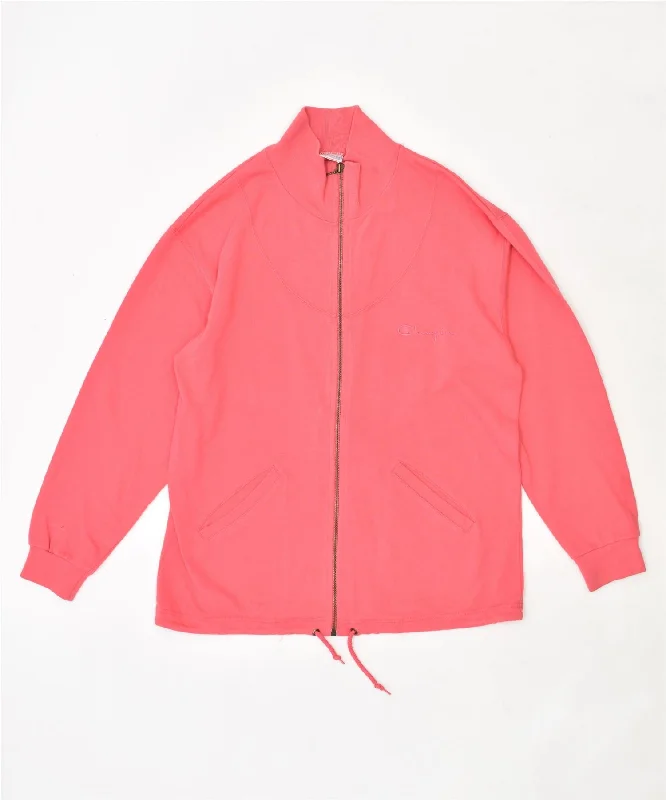 CHAMPION Womens Tracksuit Top Jacket UK 10 Small Pink Cotton Front Pockets Side Pockets Patch Pockets