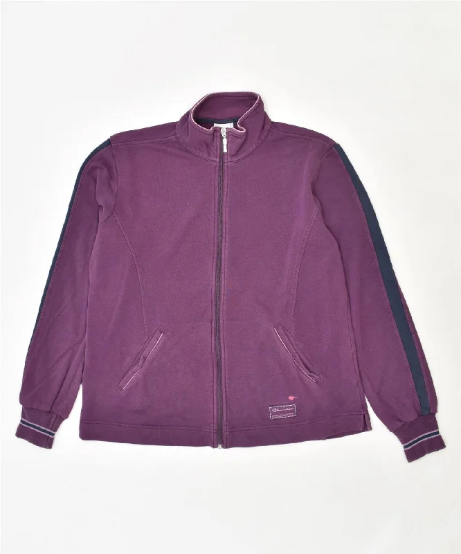 CHAMPION Womens Tracksuit Top Jacket UK 16 Large Purple Cotton Jersey Jacket Tulle Jacket Batik Jacket