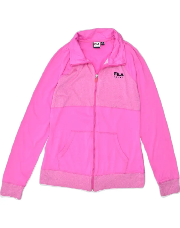 FILA Womens Tracksuit Top Jacket UK 14 Medium Pink Polyester Sports Jersey Jacket Tulle Jacket Batik Jacket