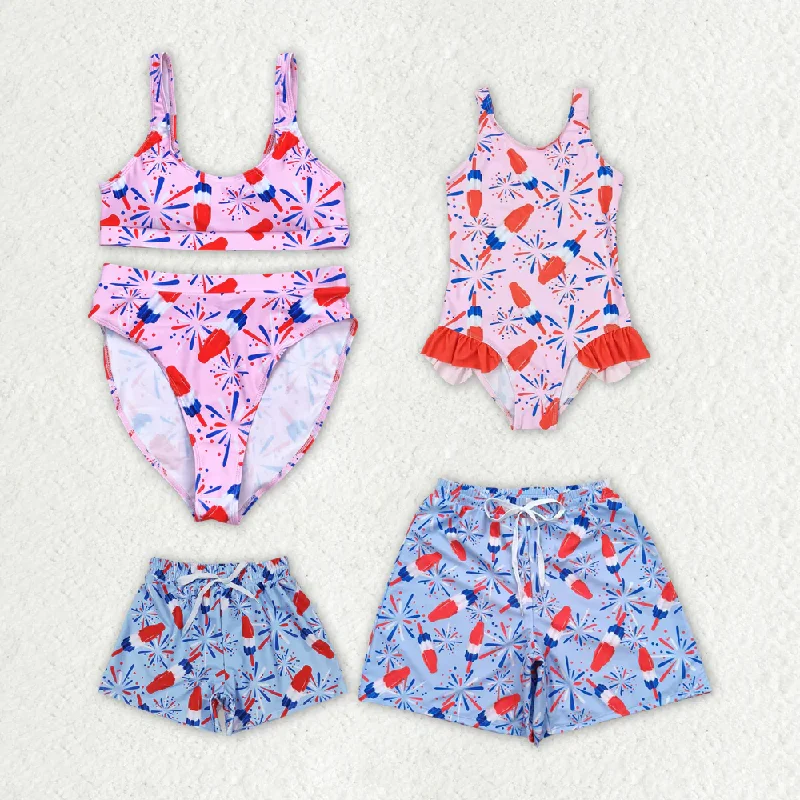 Kids Adult Family Summer Popsicle Trunks Swimsuits Chic Swimsuit Cover-Up