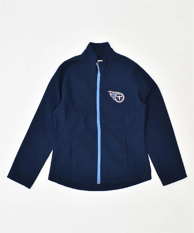 NFL Womens Tracksuit Top Jacket UK 10 Small Navy Blue Polyester One-Shoulder Jacket Off-the-Shoulder Jacket Asymmetrical Jacket