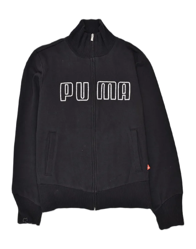 PUMA Womens Tracksuit Top Jacket UK 12 Medium Black Cotton Tailored Jacket Straight Jacket A-Line Jacket