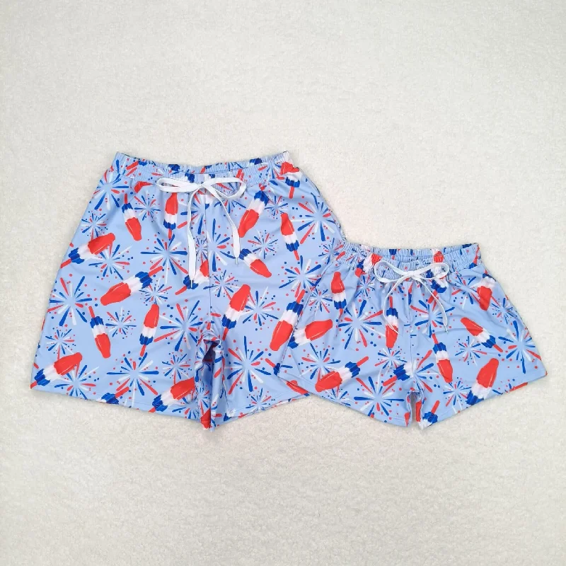 swimming trunks adult with kids july 4th  Sibling Sister Clothes swim S0336 Sporty Swimsuit Style