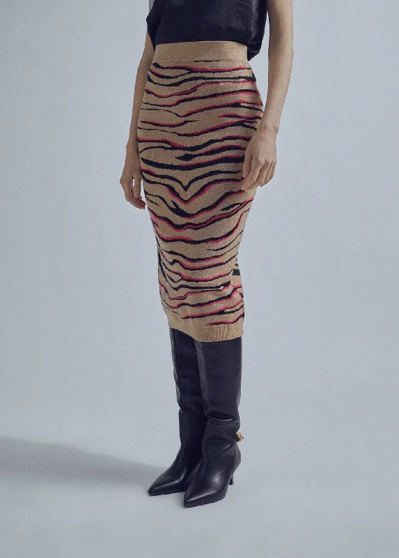 Animal print midi knit skirt velvet skirt sumptuous