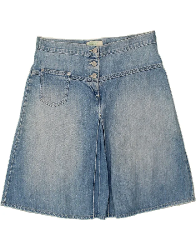 BENETTON Womens Denim Skirt IT 44 Medium W32 Blue Cotton linen skirt natural