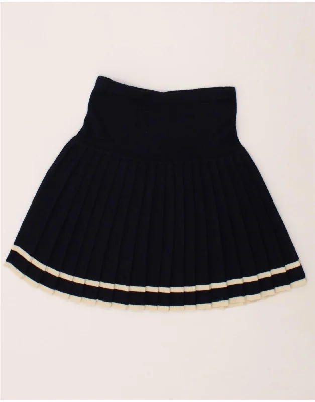 BENETTON Womens Knife Pleated Skirt XL W36  Navy Blue Wool wool skirt sturdy