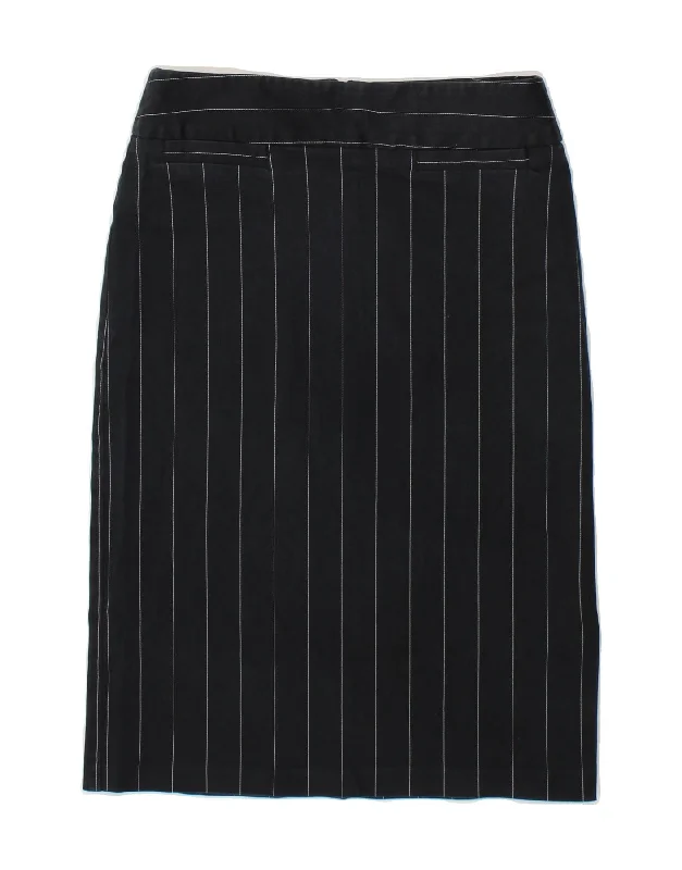 BENETTON Womens Straight Skirt IT 38 XS W26 L23 Black Striped Cotton leather skirt bold