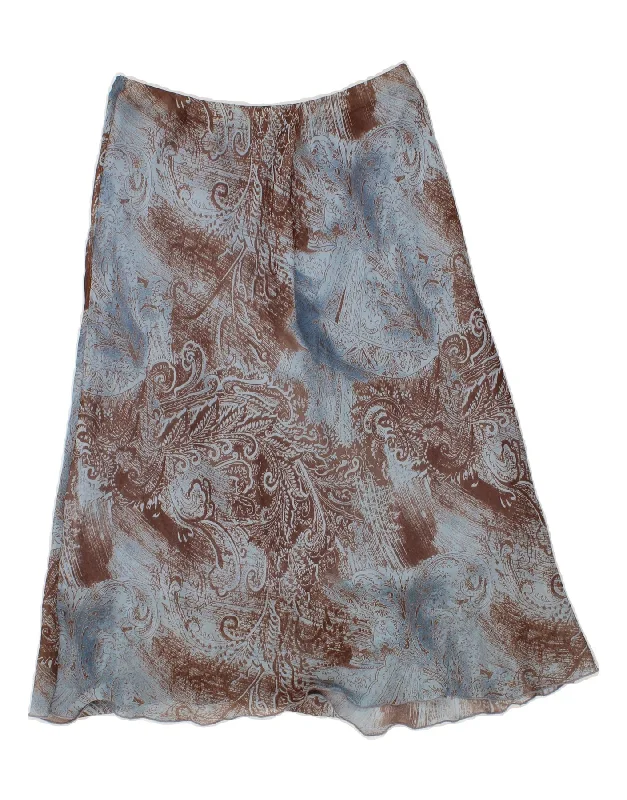 BERKELEY Womens A-Line Skirt UK 14 Medium W30 Blue Floral Viscose lace skirt delicate