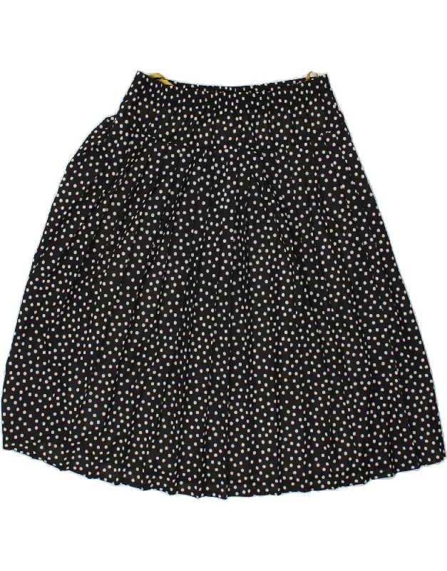 CANDA Womens Knife Pleated Skirt EU 42 Large W34  Black Spotted Polyester corduroy skirt cozy