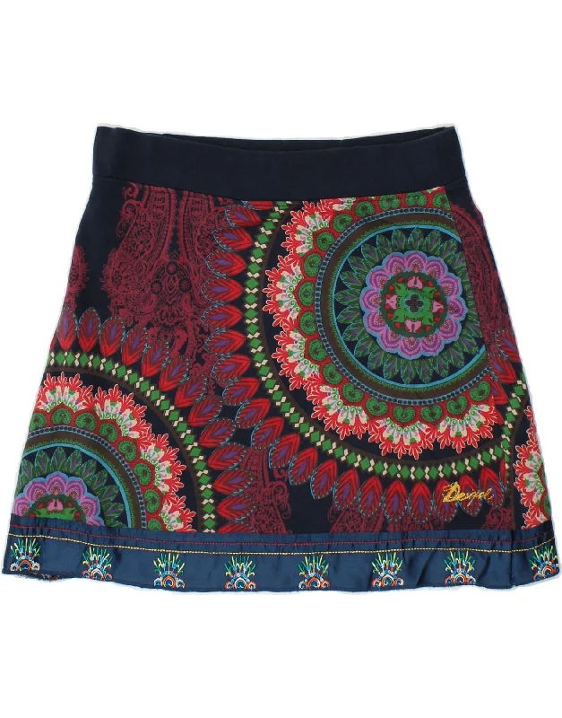 DESIGUAL Womens Mini Skirt Medium W30  Multicoloured Paisley wool skirt thick