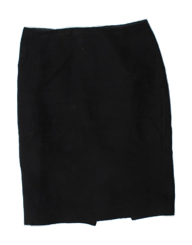 HOBBS Womens Pencil Skirt UK 10 Small W32 Navy Blue silk skirt smooth