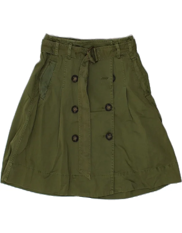 J. CREW Womens High Waist A-Line Skirt US 8 Medium W27  Green Cotton denim skirt stylish